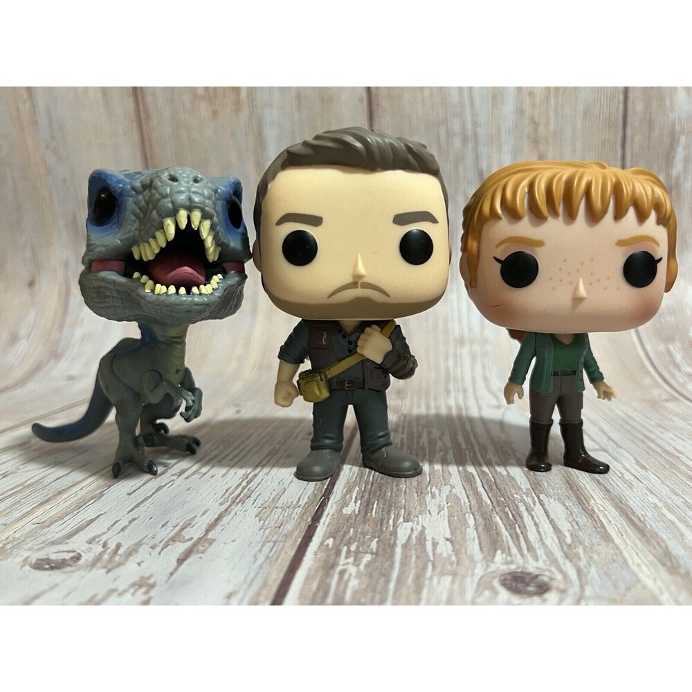 Lot Of 3 Jurassic World Funko Pops No Boxes Owen Claire Blue Velociraptor